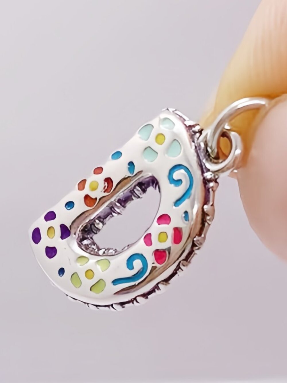 James Avery Enamel Consuela Floral Initial Charm